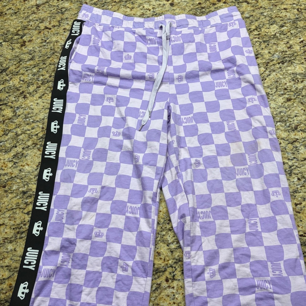 Juicy by Juicy Couture Purple Checkered Pajama Pants Plus Size 2X Side Stripe